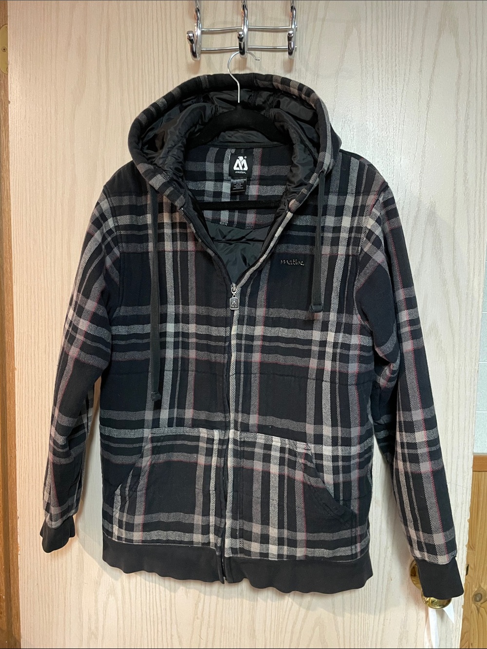 Matix Black Plaid Zip Hoodie Jacket